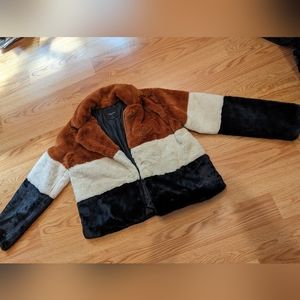 Tri-Color fuzzy blazer